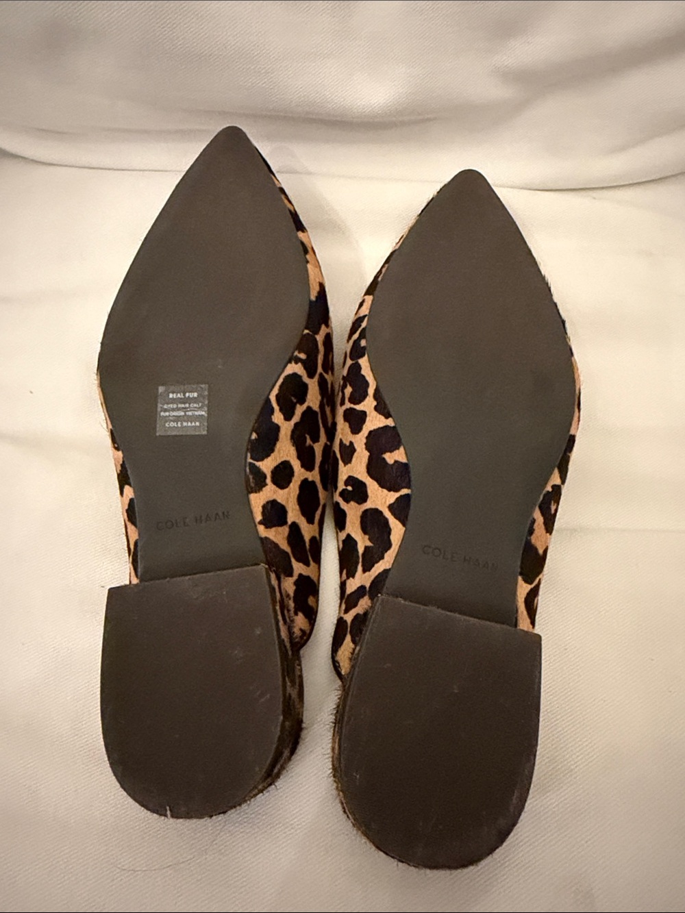 Cole Haan Leopard-Print Pointed D'Orsay Mules in Tan and Black Never worn - Picture 4 of 5